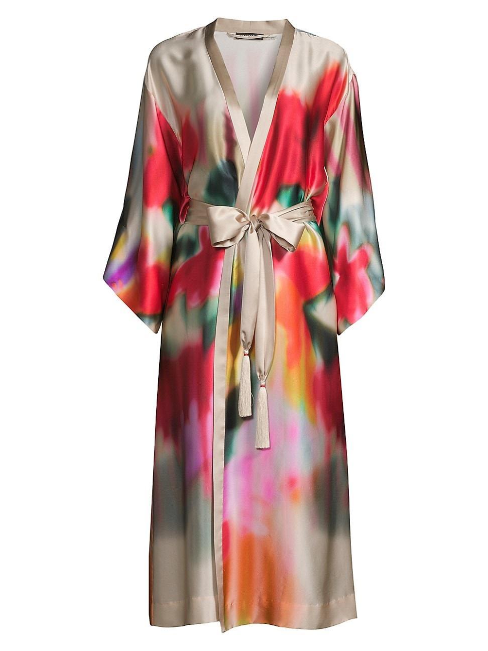 Womens Melisande Silk Watercolor Robe Product Image