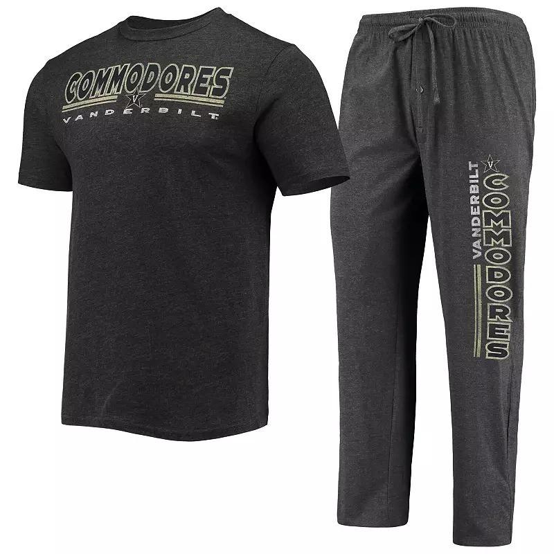 Mens Concepts Sport Heathered Charcoal/Black Vanderbilt Commodores Meter T-Shirt & Pants Sleep Set Product Image