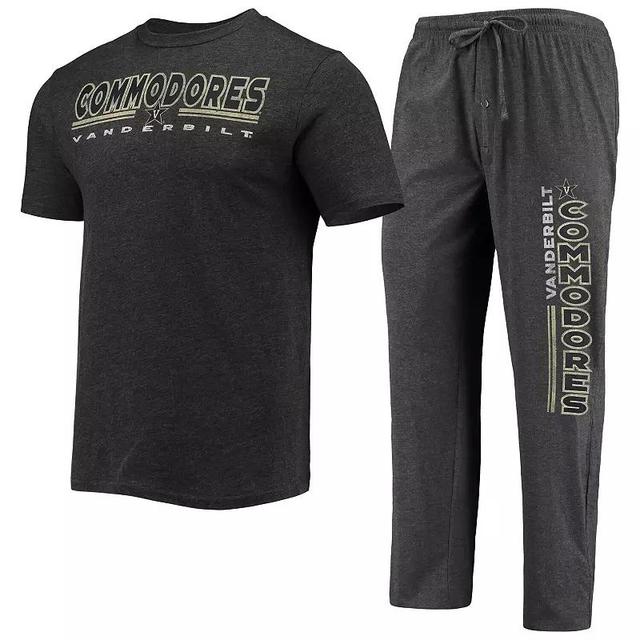 Mens Concepts Sport Heathered /Black Vanderbilt Commodores Meter T-Shirt & Pants Sleep Set Grey Product Image