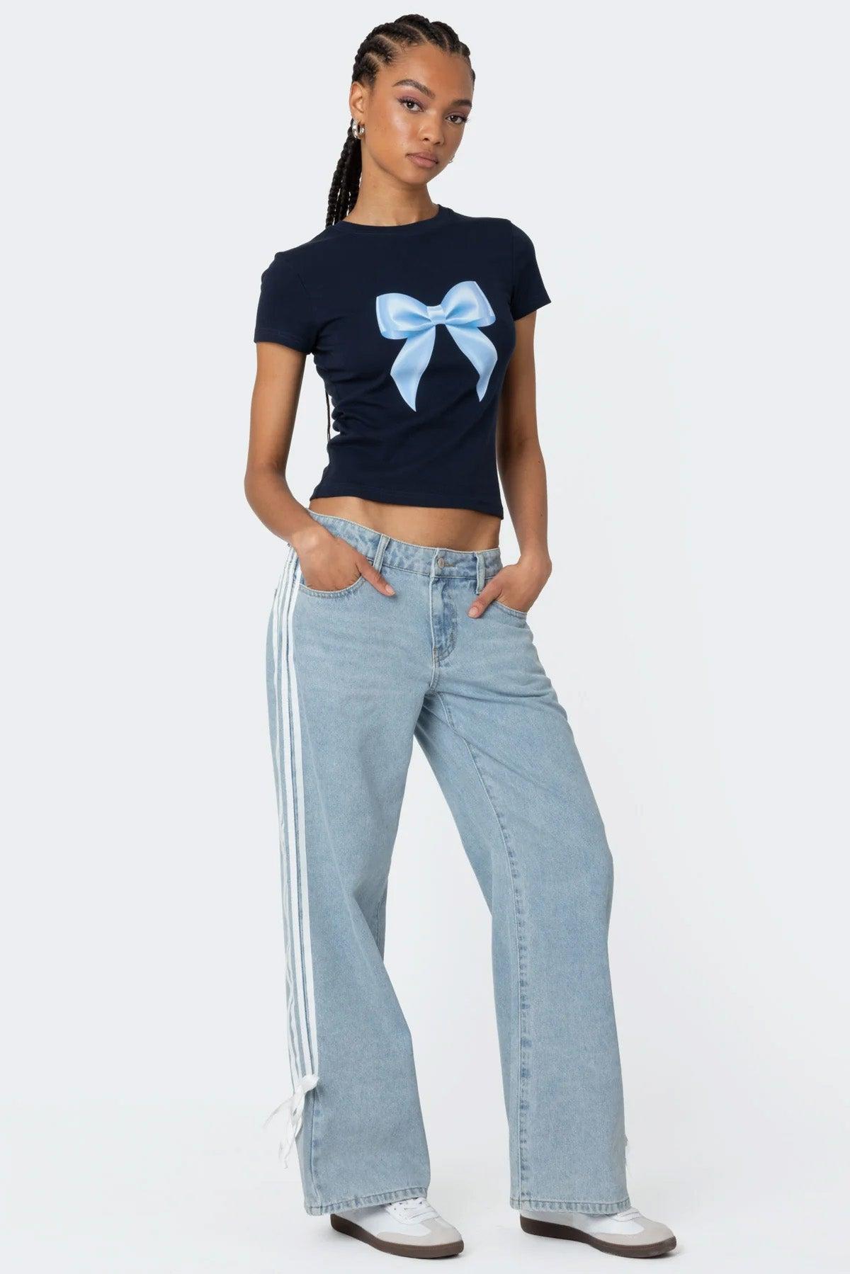 Washed Low Rise Ribbon Jeans product image