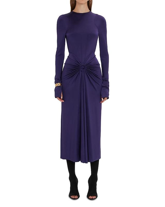 Victoria Beckham Long Sleeve Gathered Midi Dress Product Image