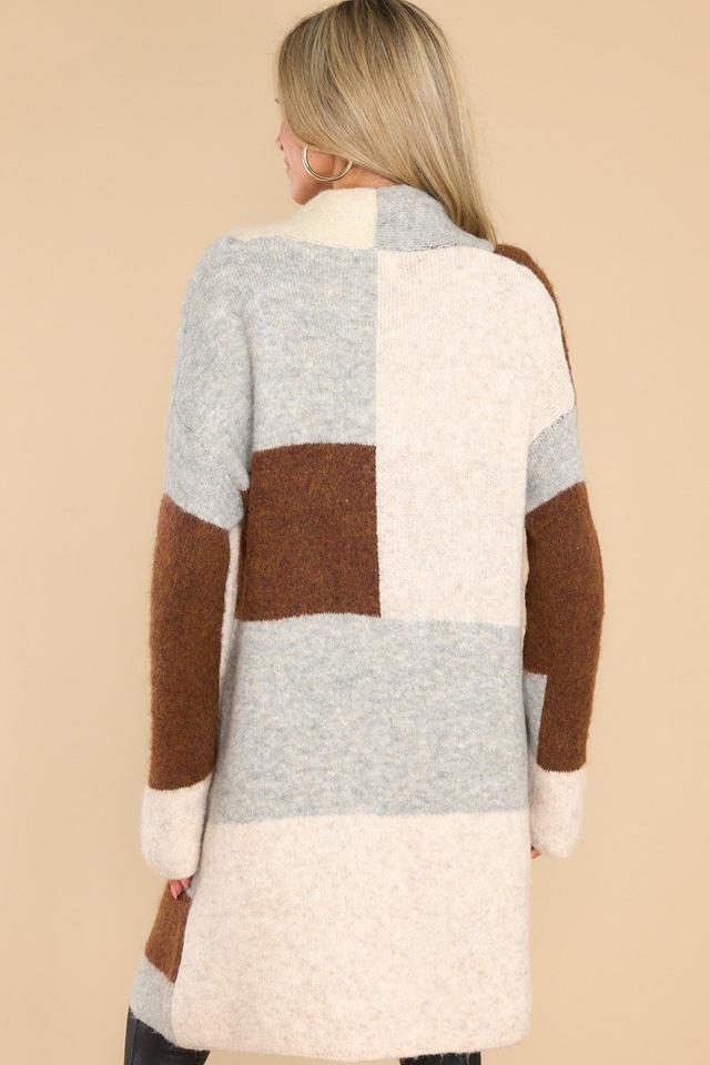 Fable Pieces Of Love Chocolate Colorblock Cardigan Taupe Product Image