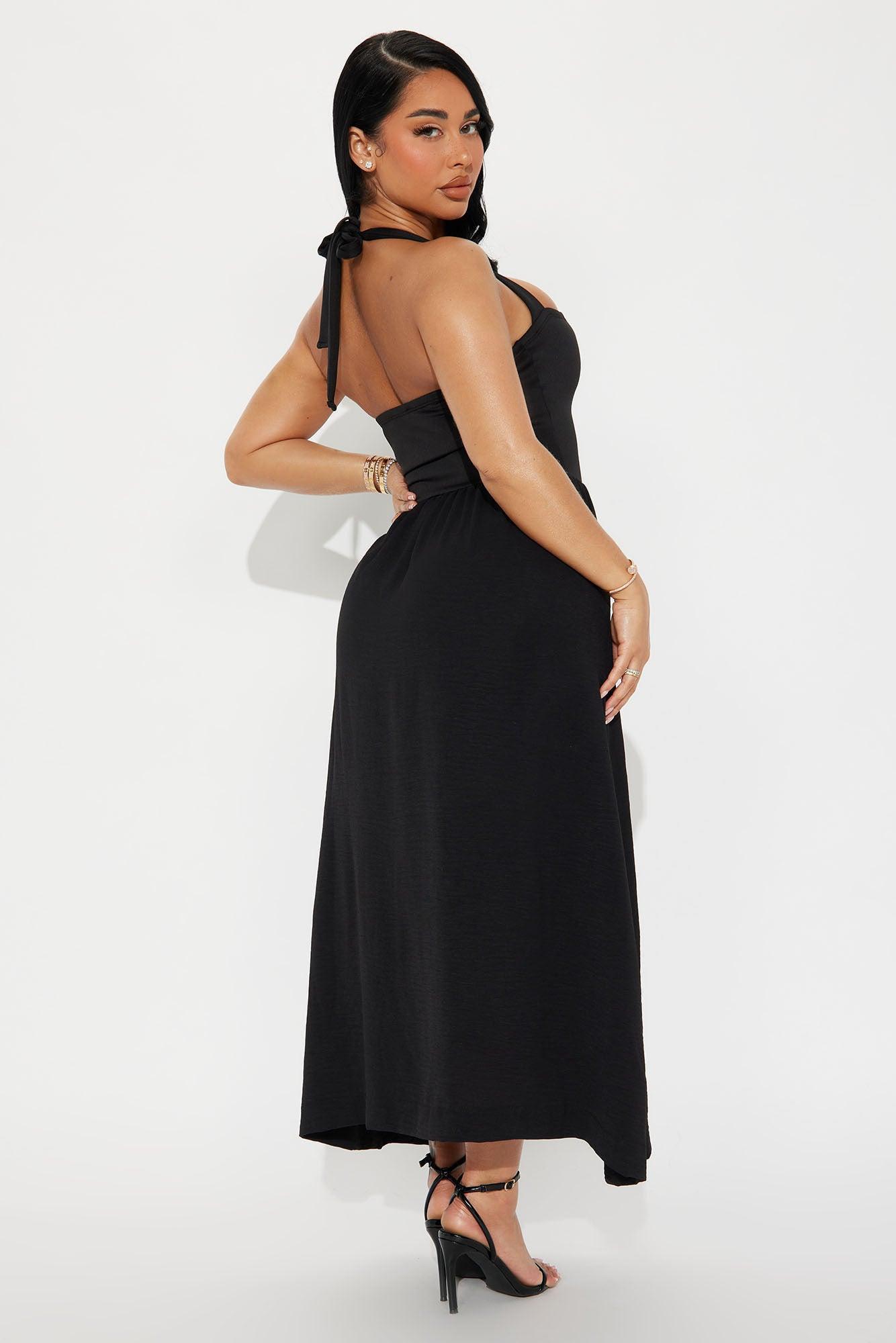 No One Better Halter Midi Dress - Black Product Image