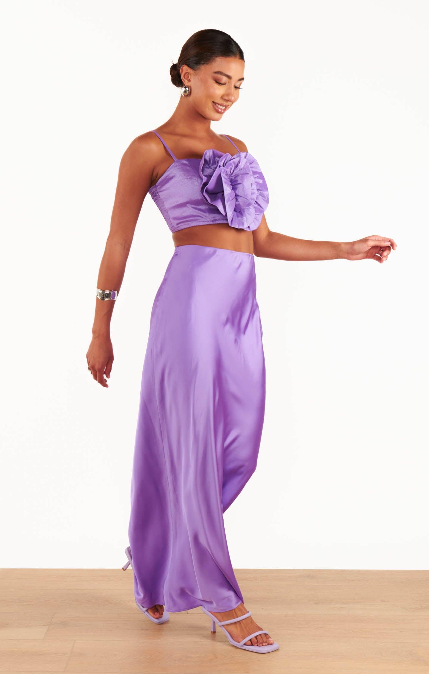 Maxi Slip Skirt ~ Violet Luxe Satin Product Image