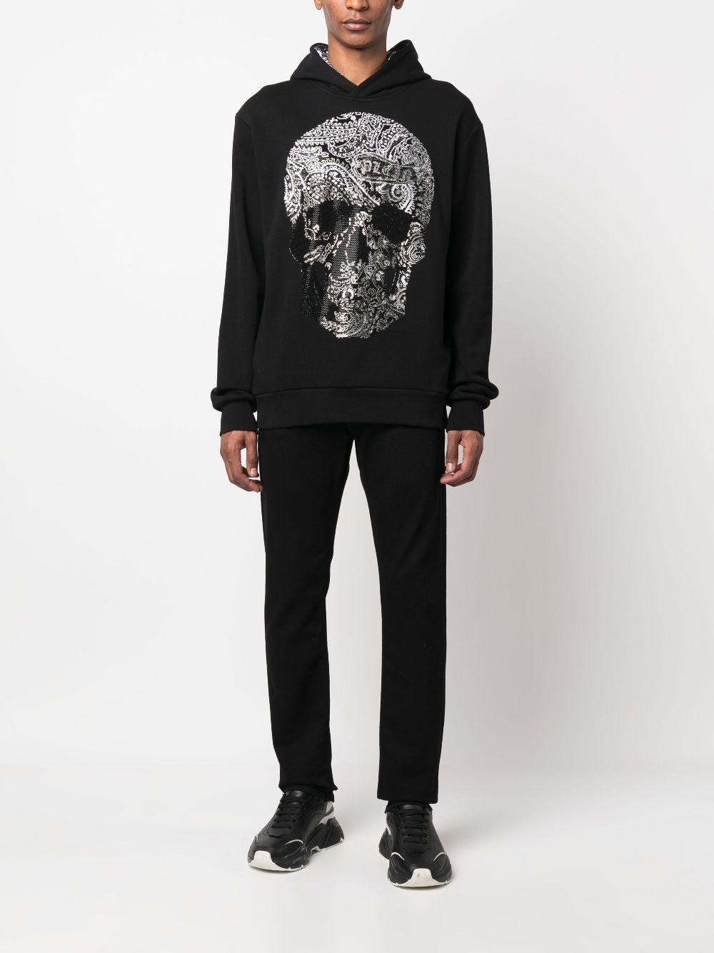 PHILIPP PLEIN Rhinestone-embellished Skull Hoodie In Black Product Image