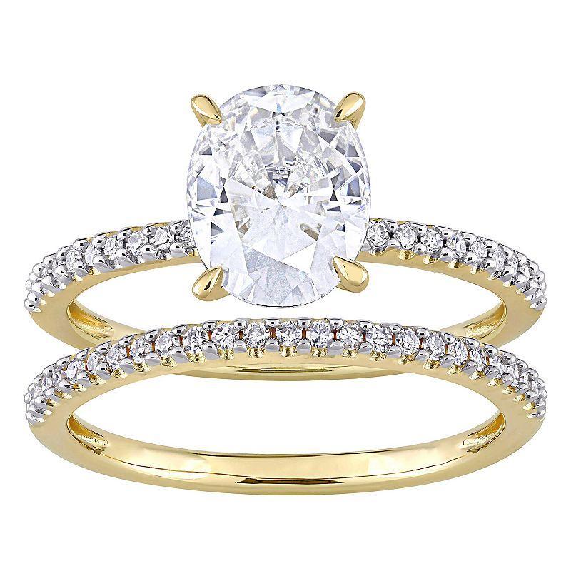 Stella Grace 14k Gold 2 Carat T.W. Lab-Created Moissanite & 1/4 Carat T.W. Diamond Engagement Ring Set, Womens Product Image