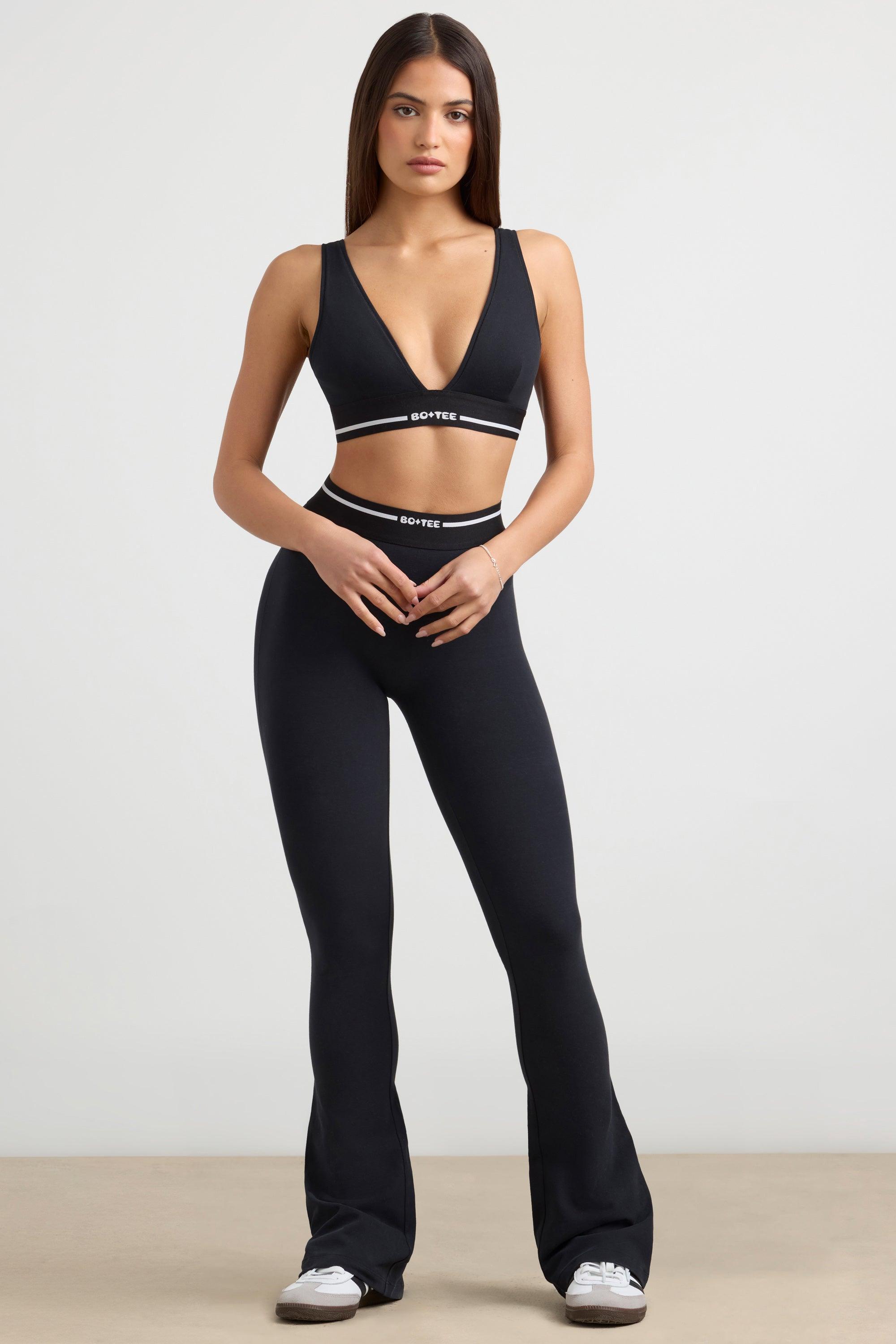 High-Waist Kick Flare Trousers in Black Product Image