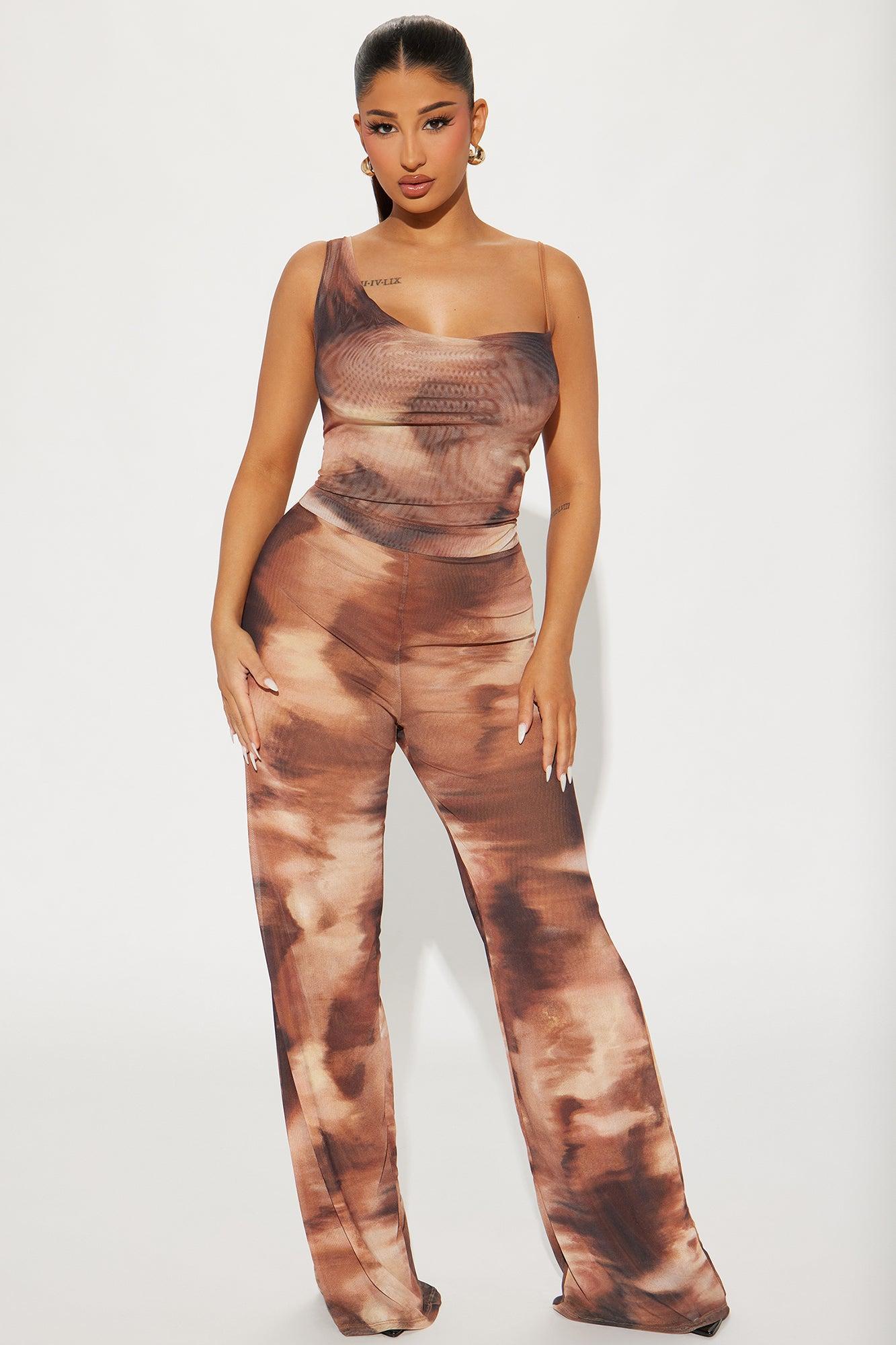 Got To Be Real Mesh Jumpsuit - Brown/combo Product Image