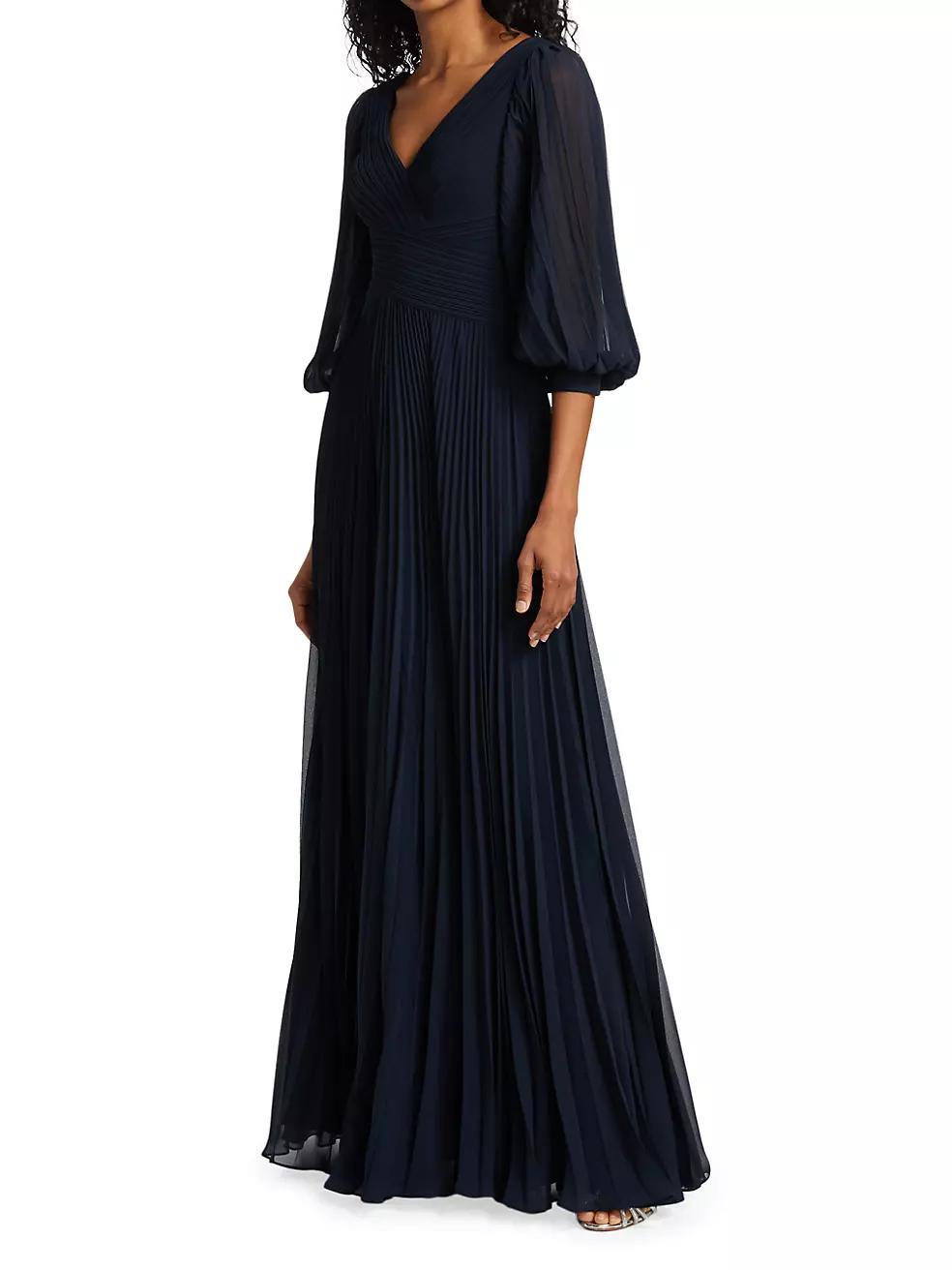 Womens Chiffon Pleated Gown Product Image