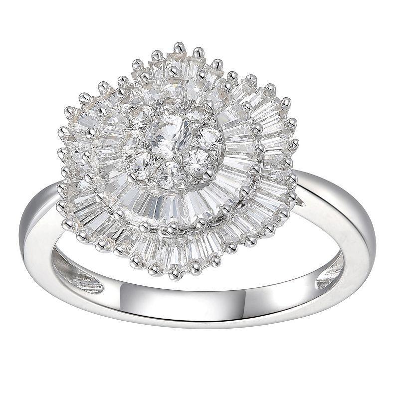 Sterling Silver Cubic Zirconia Cluster Ring, Womens White Product Image