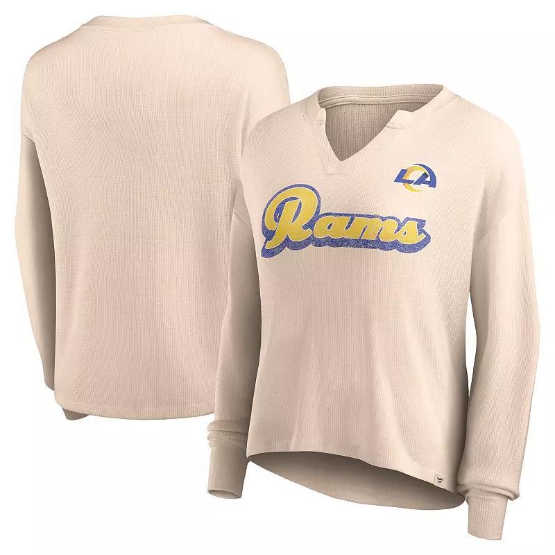 Womens Fanatics Branded Tan Los Angeles Rams Go For It Notch Neck Waffle Knit Long Sleeve T-Shirt Product Image