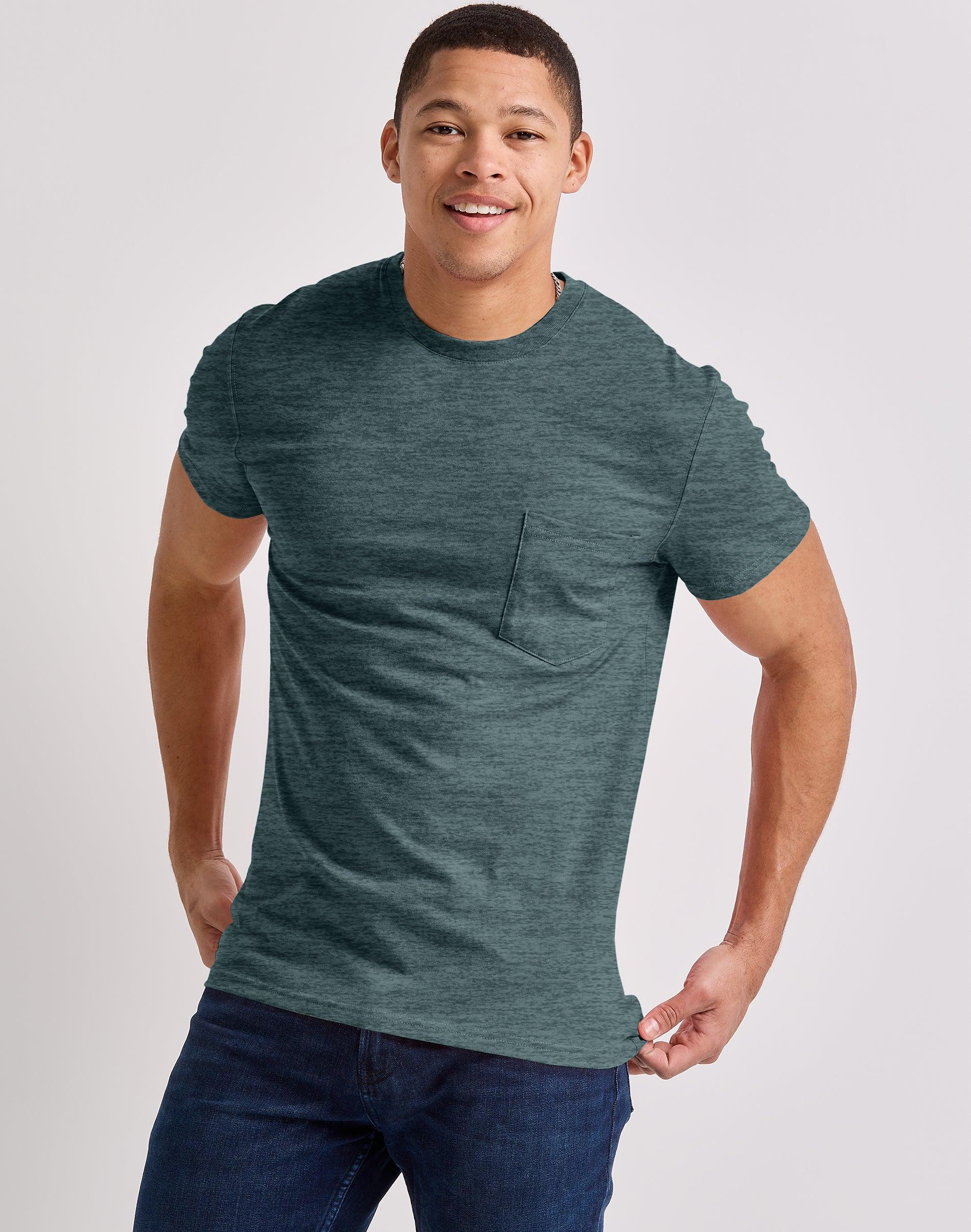 Mens Hanes Originals Tri-Blend Jersey Pocket Tee Dark Green Product Image