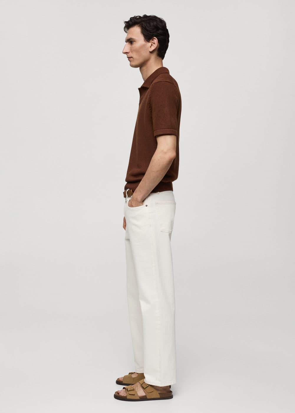 Mango Mens Ribbed Knit Polo Shirt Product Image