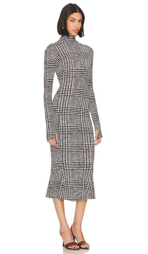 Womens Plaid Tweed Long-Sleeve Turtleneck Fishtail Dress Product Image