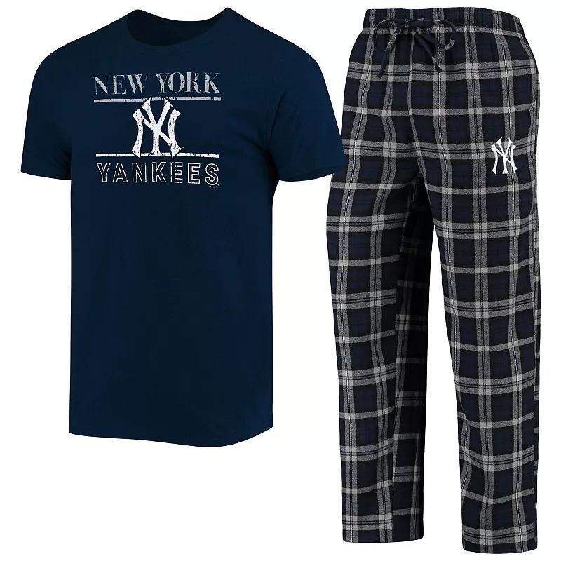 Mens Concepts Sport /Gray New York Yankees Lodge T-Shirt & Pants Sleep Set Blue Product Image