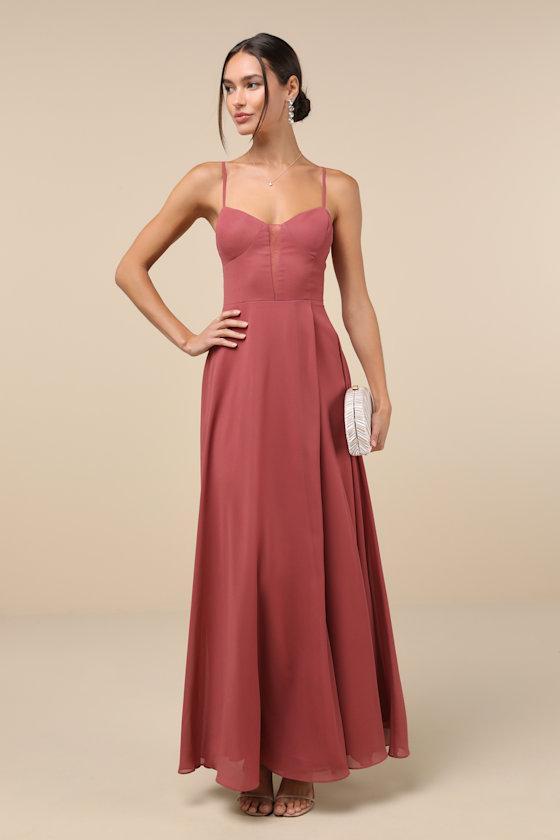 Stunning Grace Rusty Rose Cutout A-Line Maxi Dress Product Image