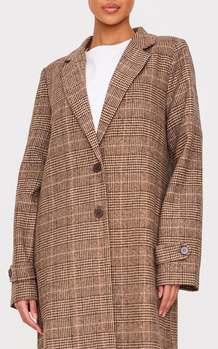  Brown Check Oversized Trench Coat Product Image