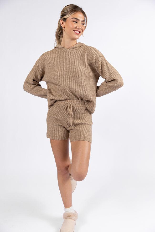 Cloud Chaser Mocha Sweater Knit Shorts FINAL SALE Product Image