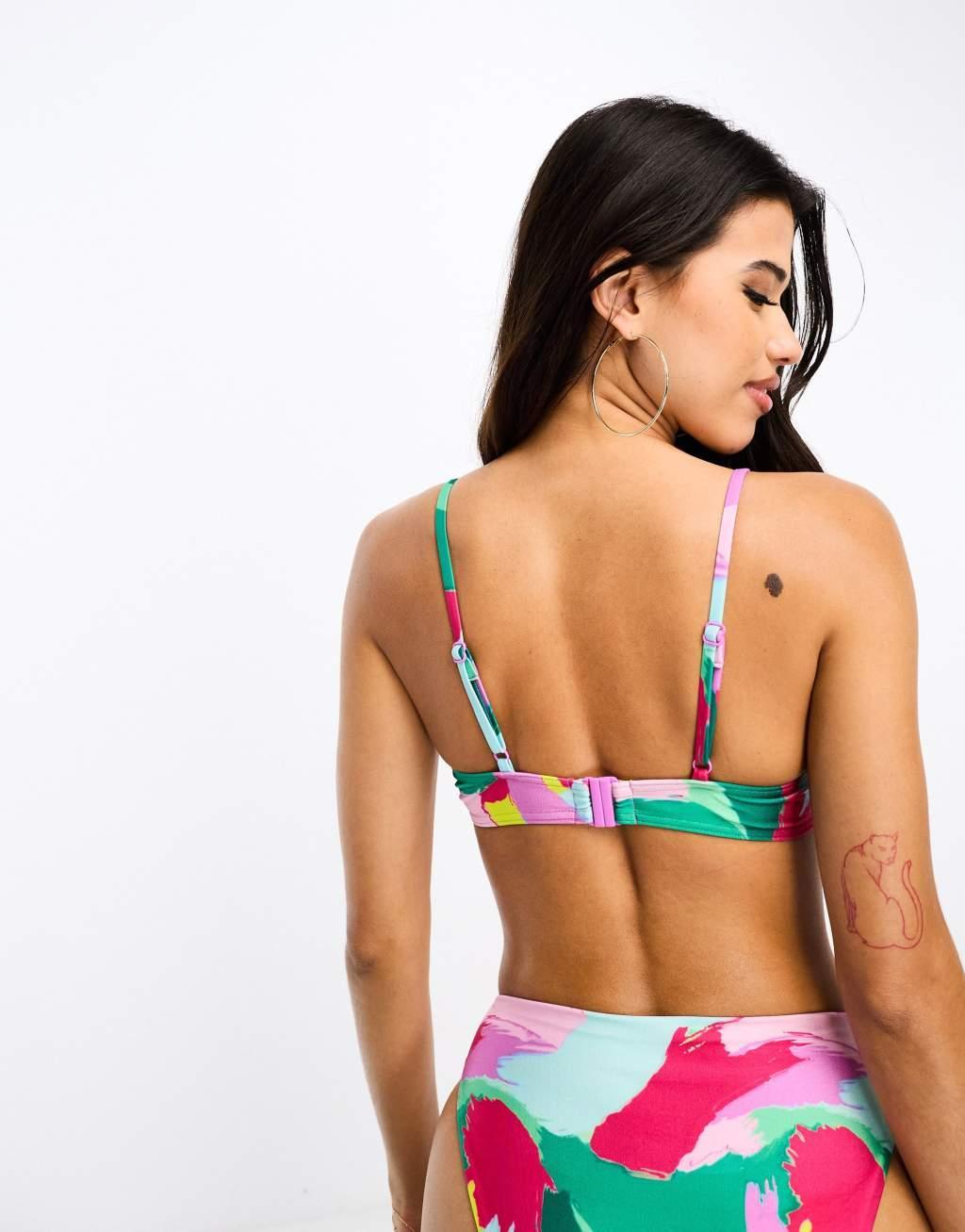 ASOS DESIGN mix and match underwired bikini top in bold abstract print  Product Image