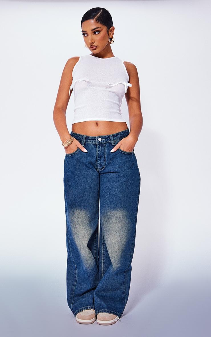 Petite Vintage Wash Low Rise Boyfriend Jeans product image