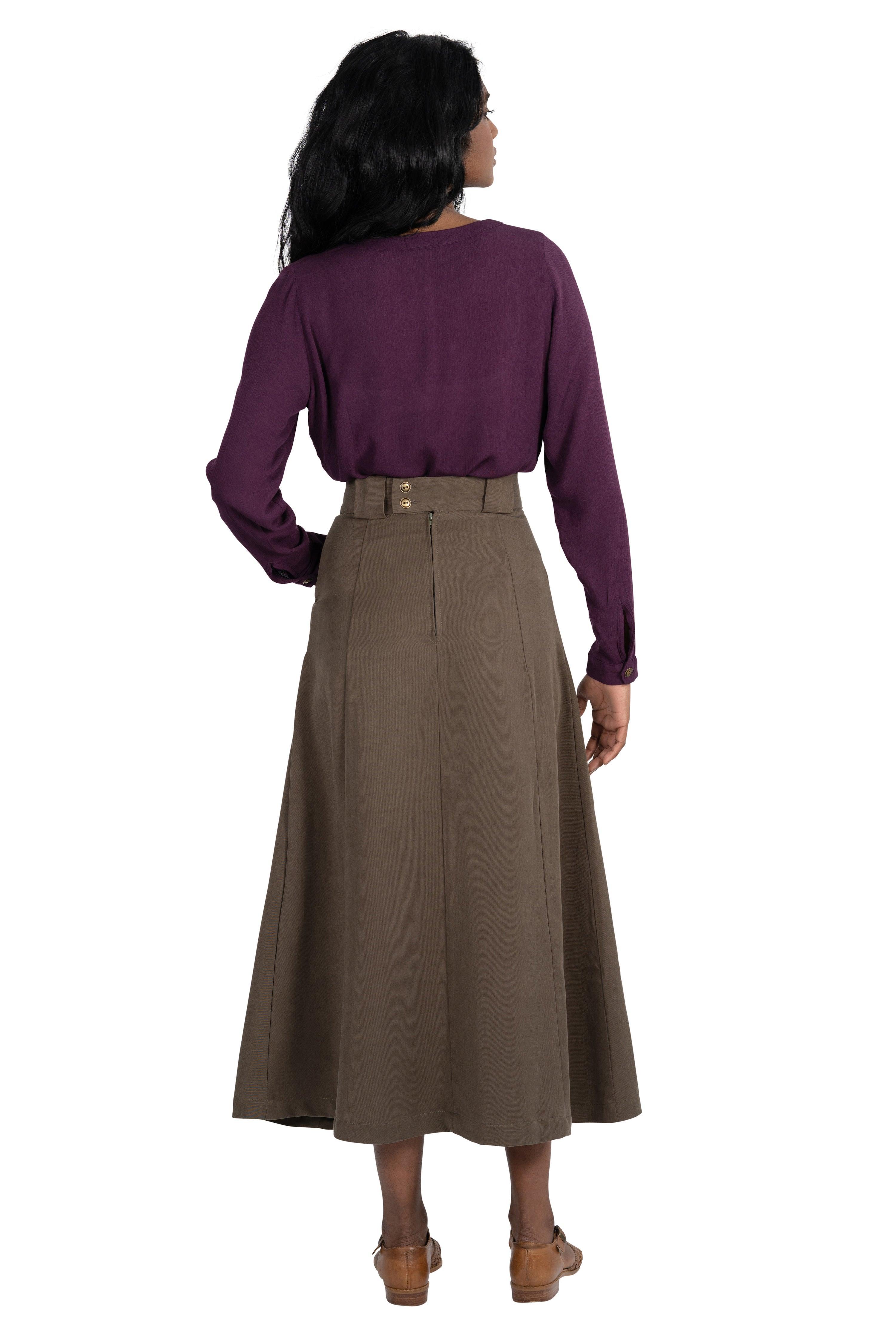 Olivia Skirt in Olive Tencel Product Image