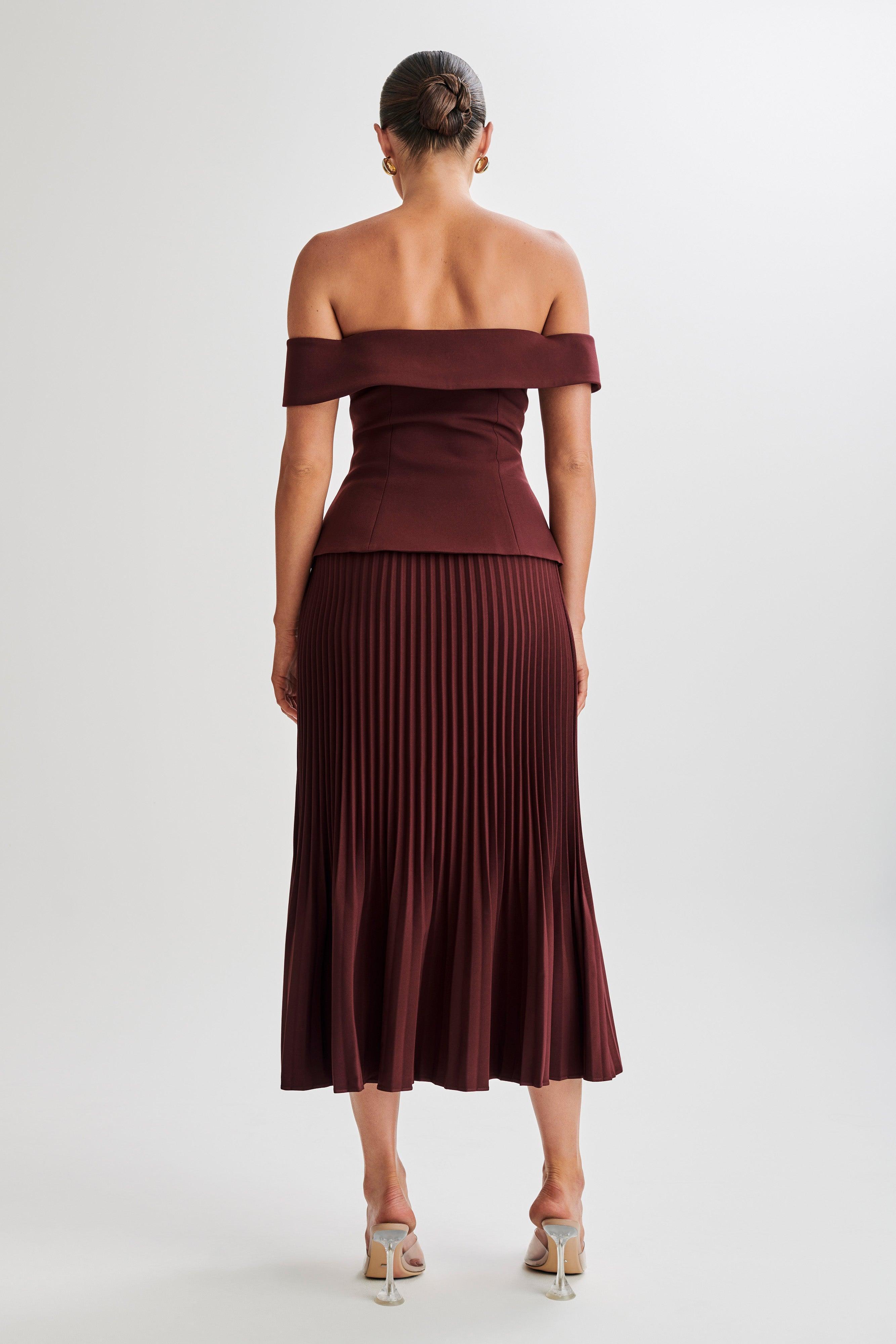 Twyla Pleated Suiting Maxi Skirt - Plum Product Image