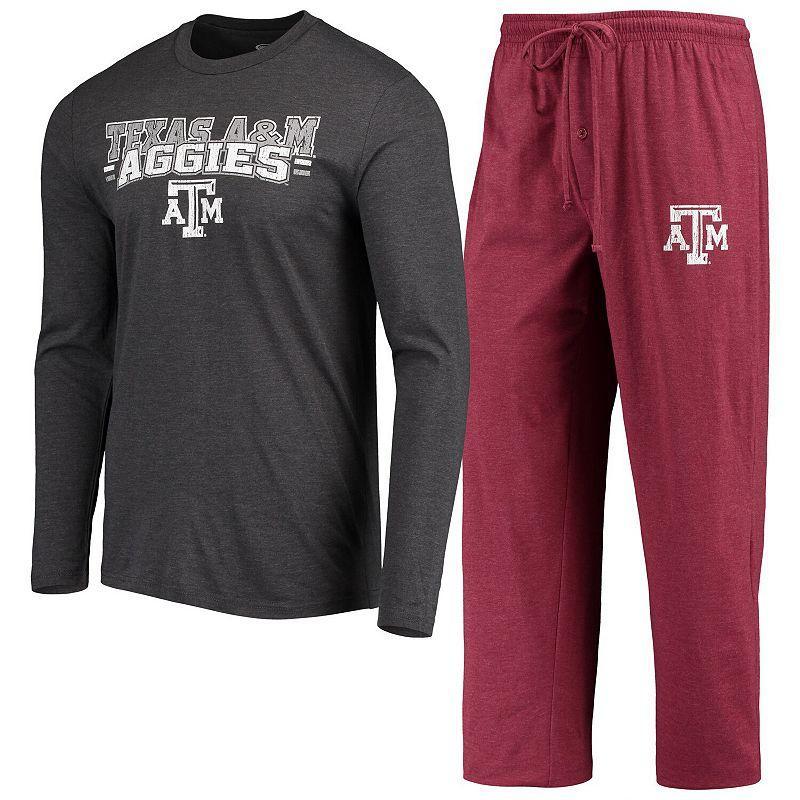 Mens Concepts Sport Maroon/Heathered Charcoal Texas A&M Aggies Meter Long Sleeve T-Shirt & Pants Sleep Set Product Image