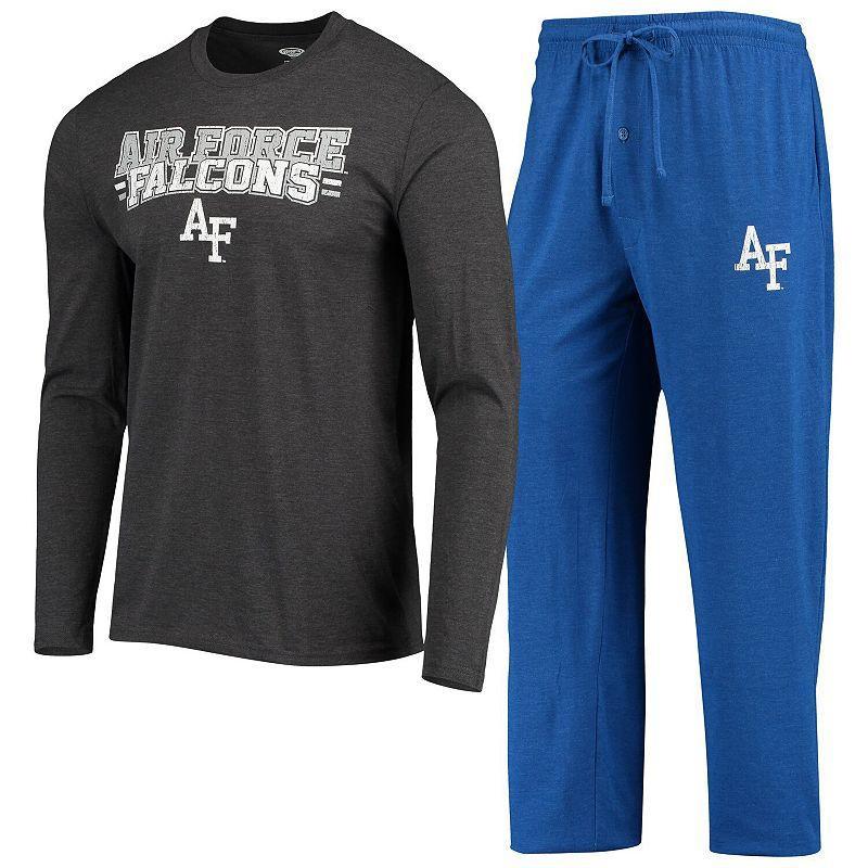 Mens Concepts Sport Royal/Heathered Charcoal Air Force Falcons Meter Long Sleeve T-Shirt & Pants Sleep Set Blue Product Image