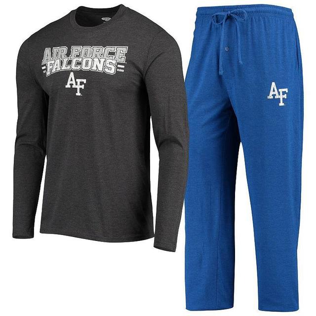 Mens Concepts Sport Royal/Heathered Charcoal Air Force Falcons Meter Long Sleeve T-Shirt & Pants Sleep Set Product Image