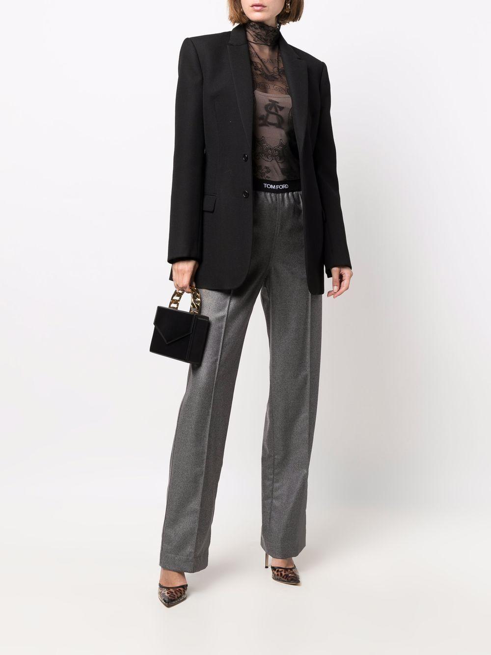 TOM FORD Logo-waistband Straight Trousers In Grey White Product Image