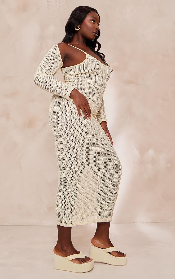 Plus Cream Detachable Sleeve Maxi Beach Dress Product Image