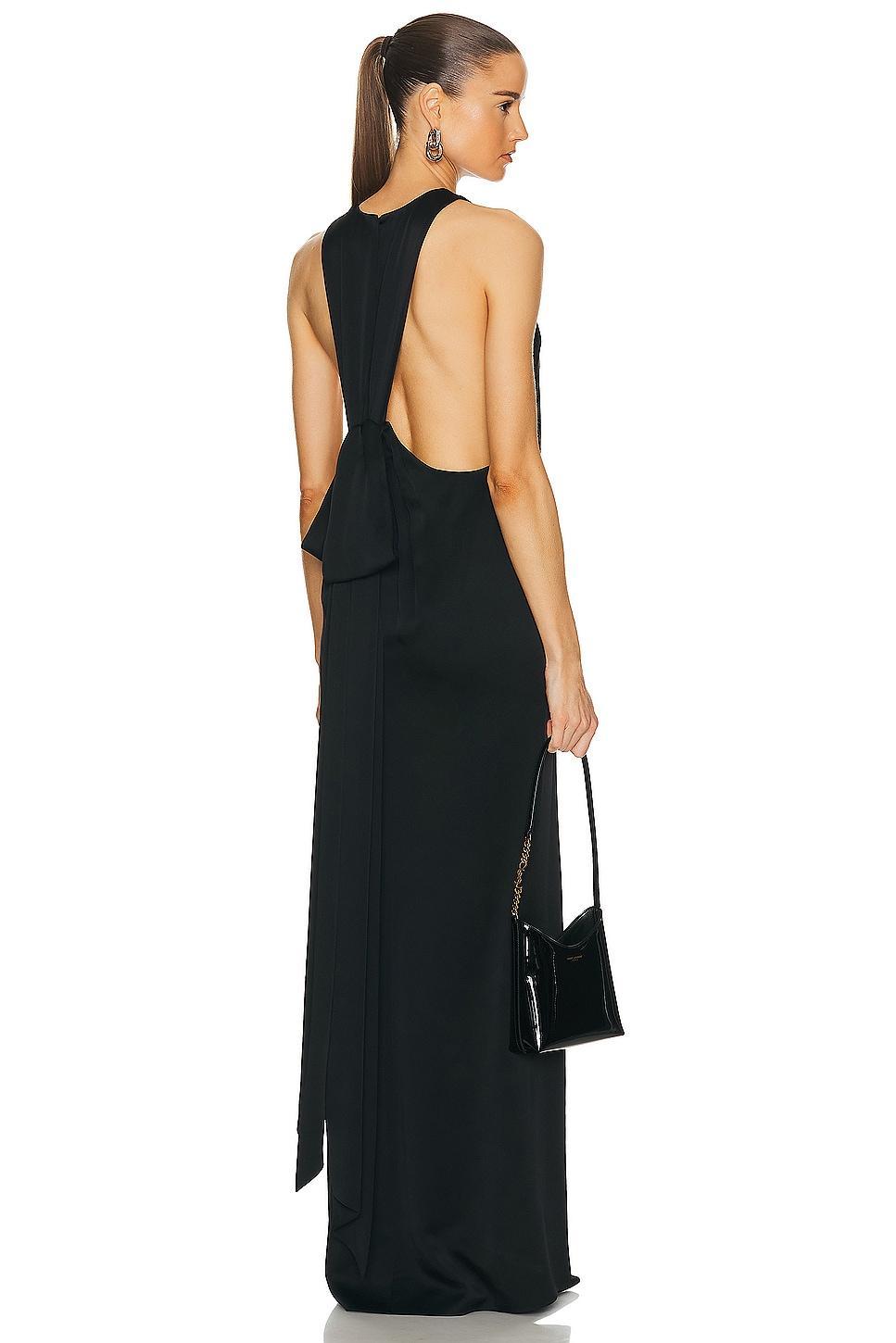 Saint Laurent Satin Maxi Dress in Black Product Image