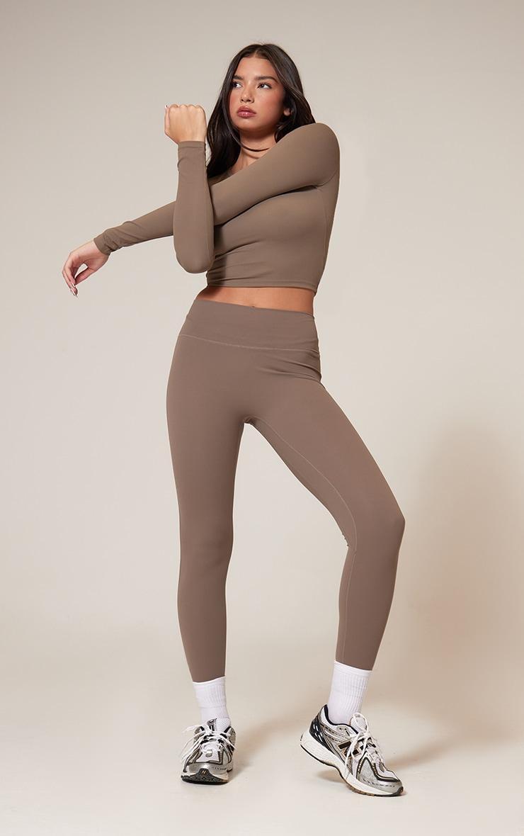 Mocha Core Collection Contour Sculpt Long Sleeve Crop Top Product Image