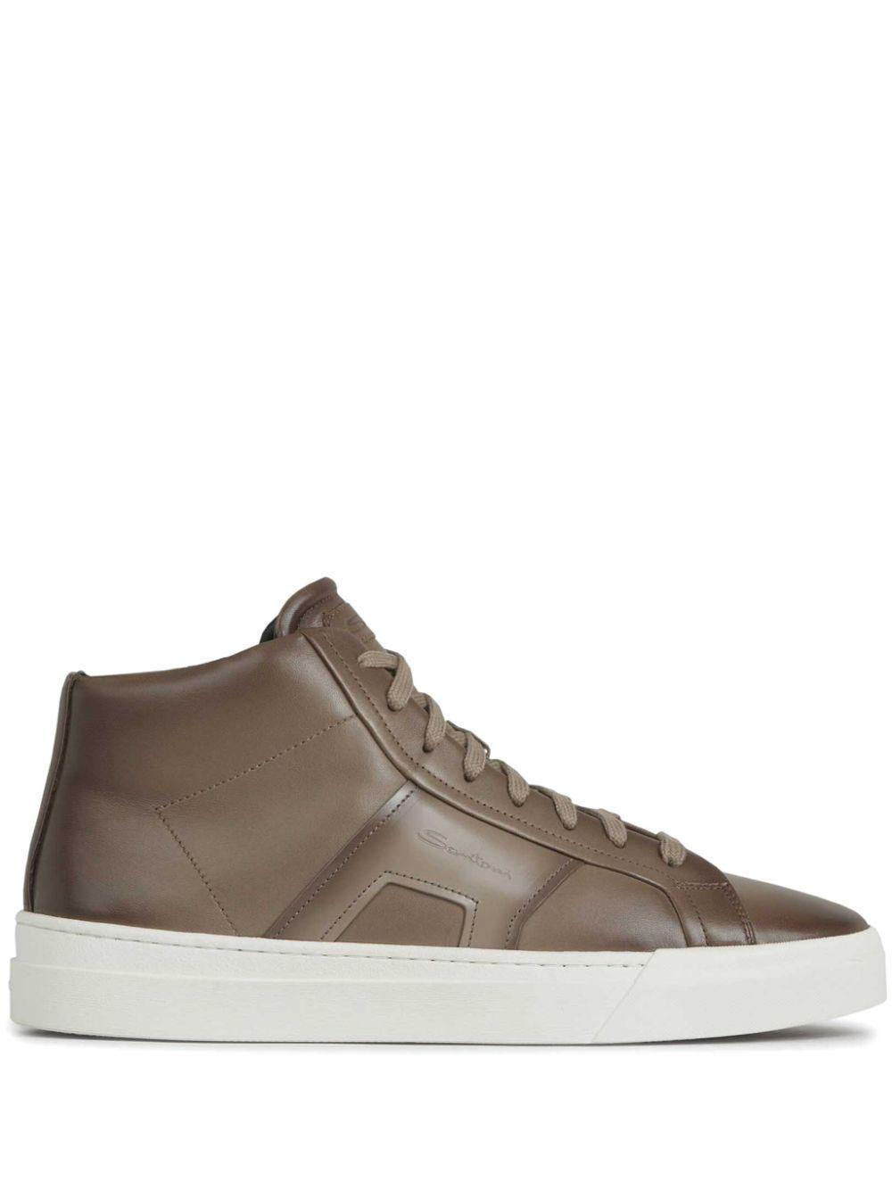 SANTONI Double Buckle Sneakers In Brown Product Image