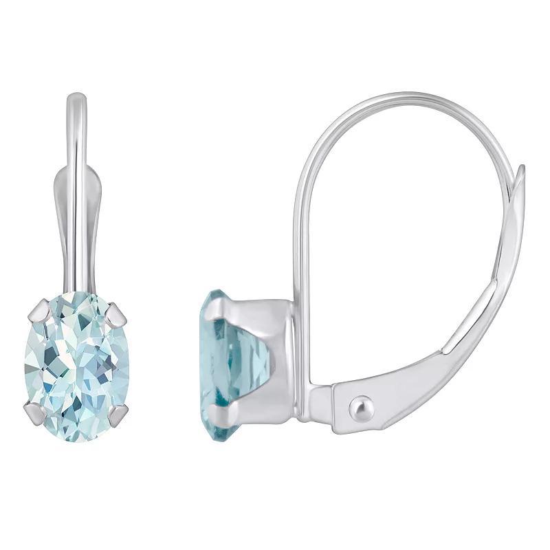 Macys Aquamarine (9/10 Ct. T.w.) Leverback Earrings in 10K Yellow Gold or White Gold Product Image