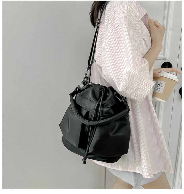 Plain Drawstring Nylon Bucket Bag Product Image