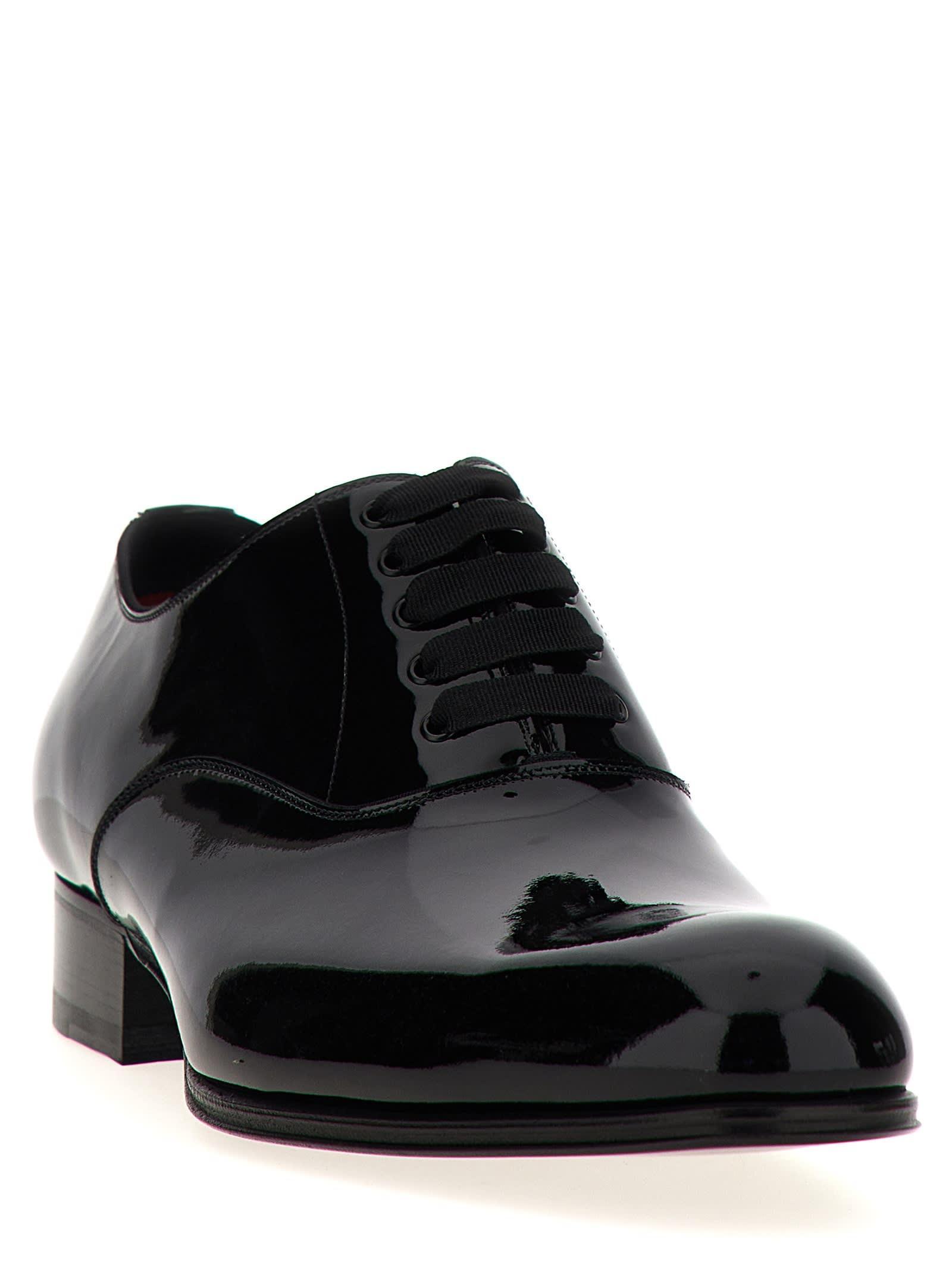 Patent Leather Lace Up Shoes In Black Product Image