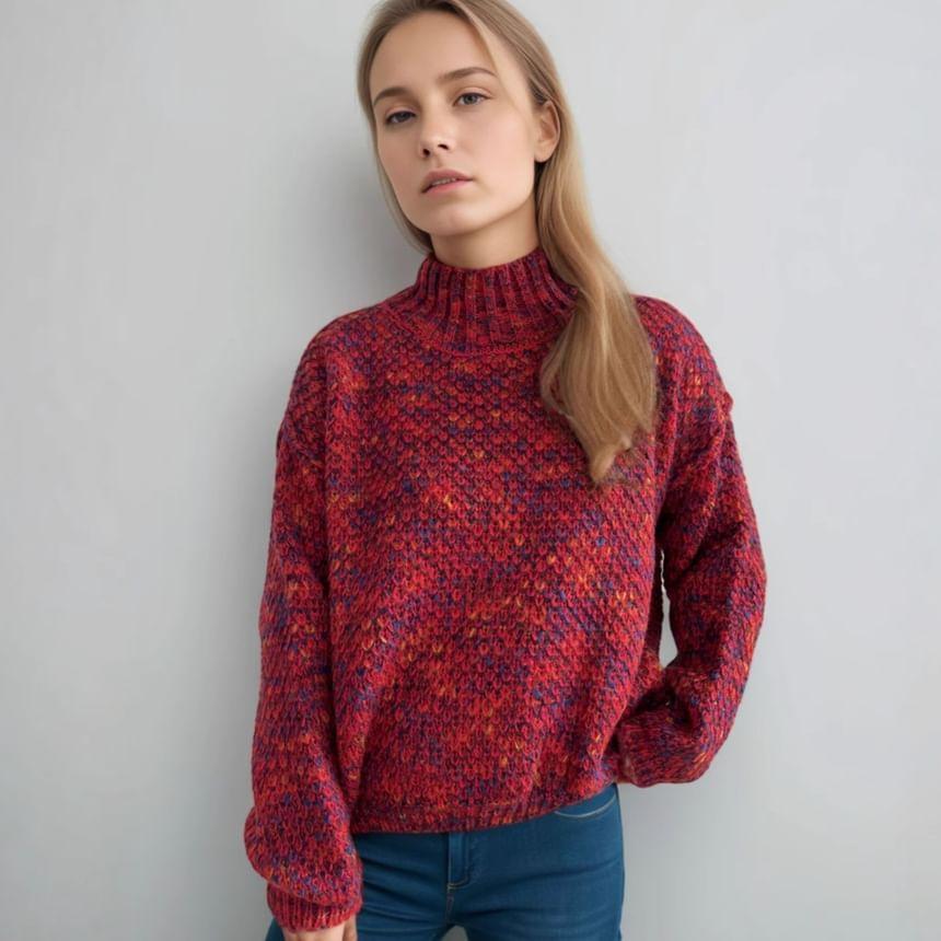 Mock Neck Melange Sweater Product Image