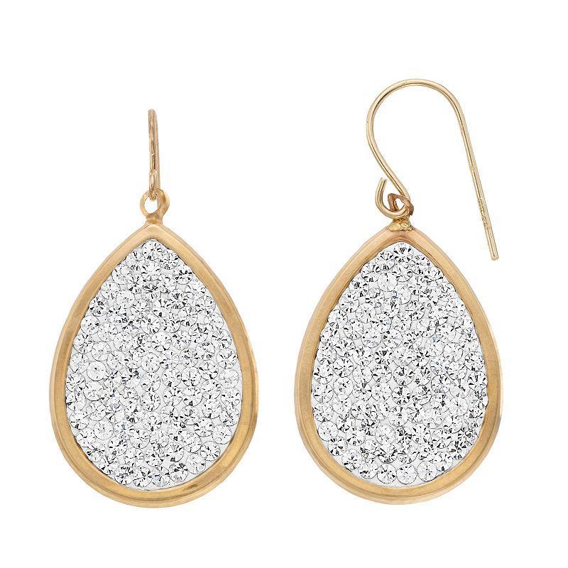 10k Gold Teardrop Crystal Earrings, Womens Product Image