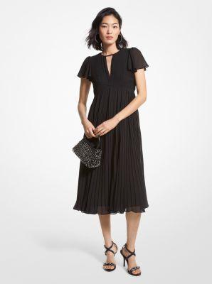 Womens Pleated Short-Sleeve Midi-Dress Product Image