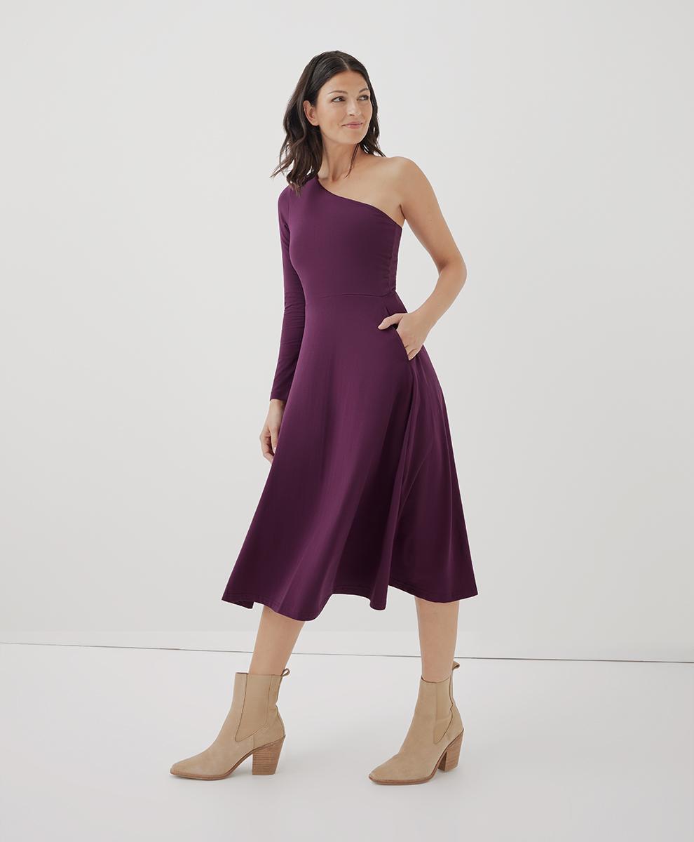 Womens Fit & Flare One-Shoulder Midi Dress XS Product Image