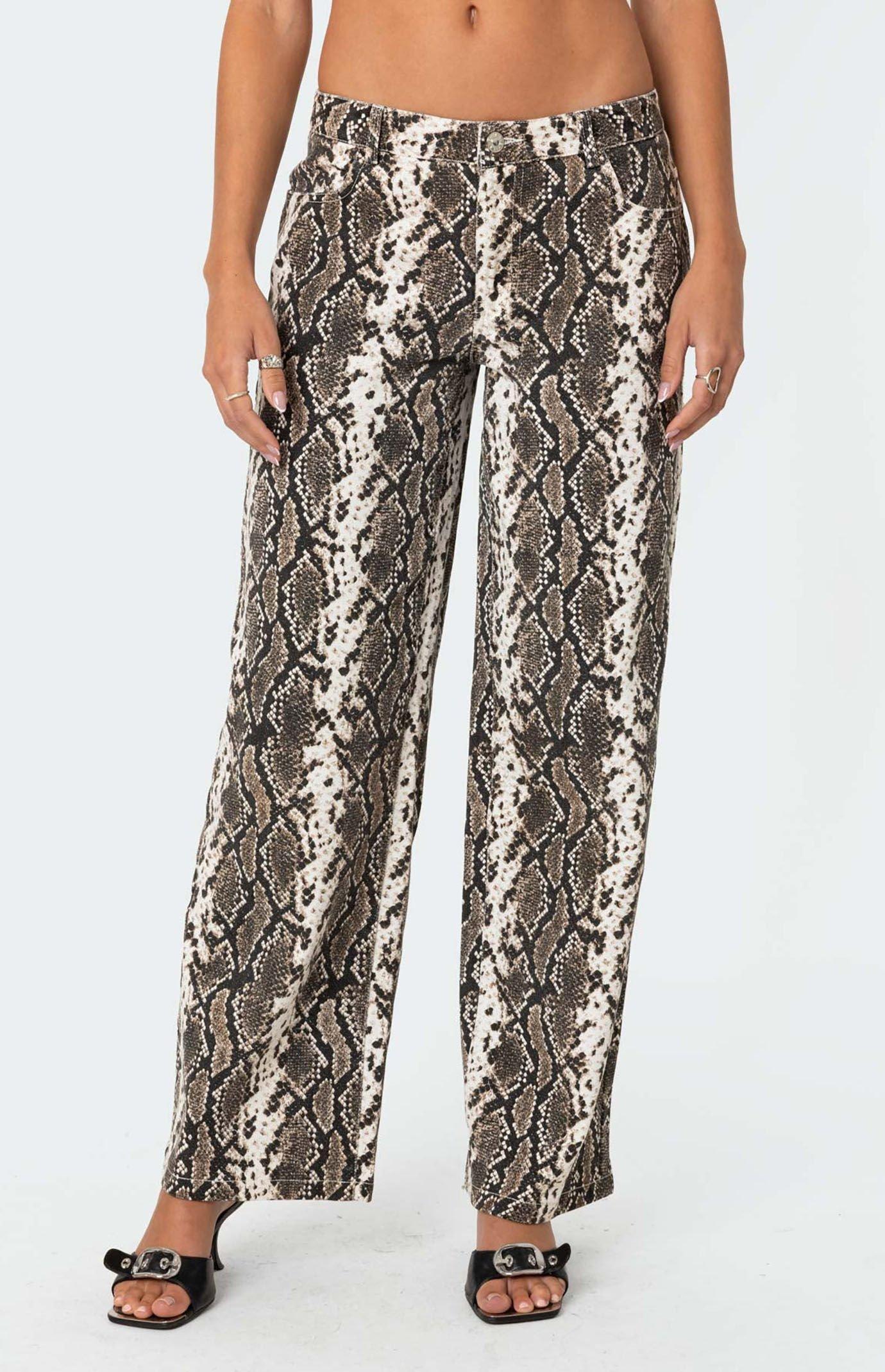 Edikted Women's Snakescale Printed Low Rise Jeans - Product Image