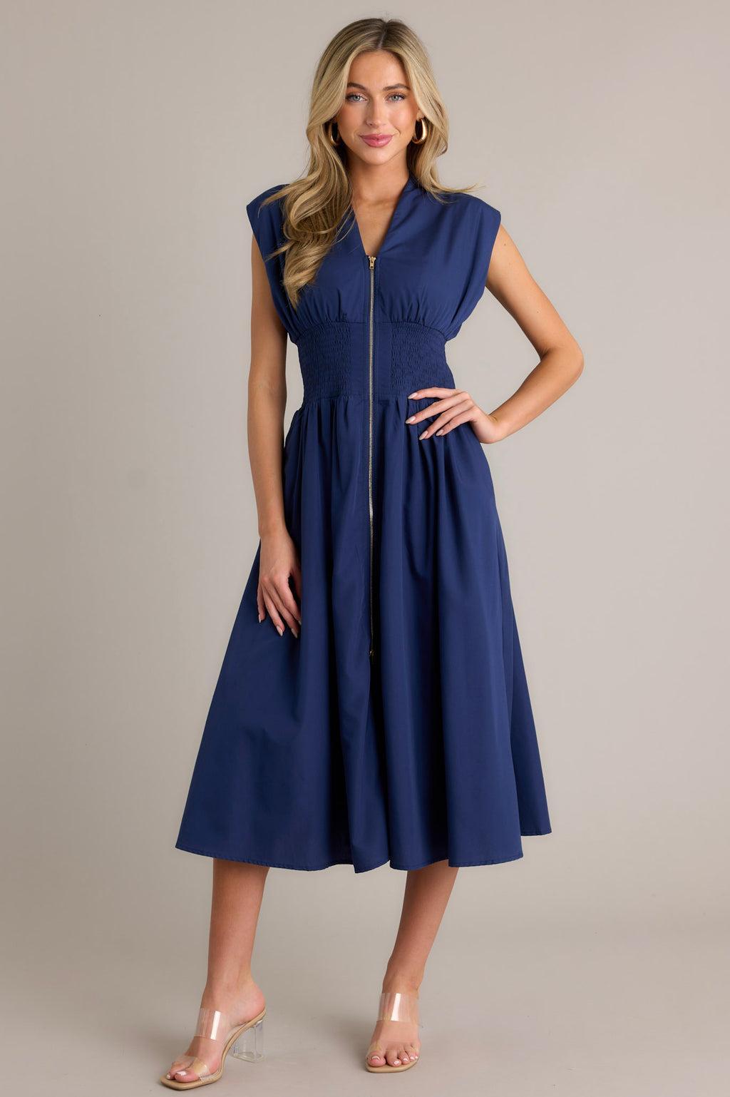 Circle Of Friends Navy Midi Dress Product Image