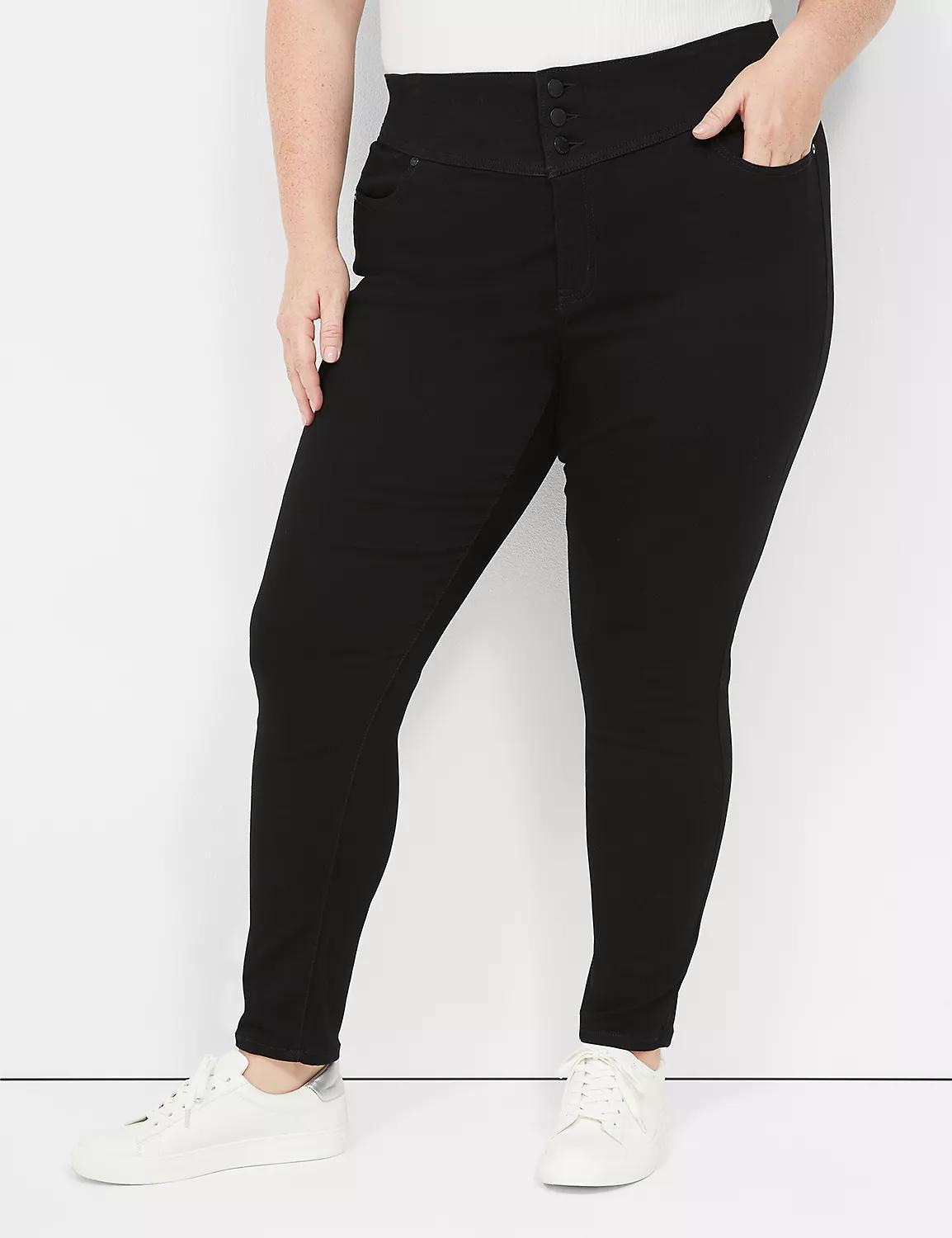 3-Button High-Rise Sateen Jegging Product Image