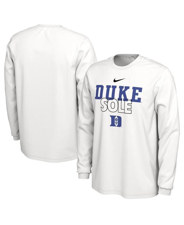 Mens Nike White Duke Blue Devils On Court Long Sleeve T-shirt Product Image