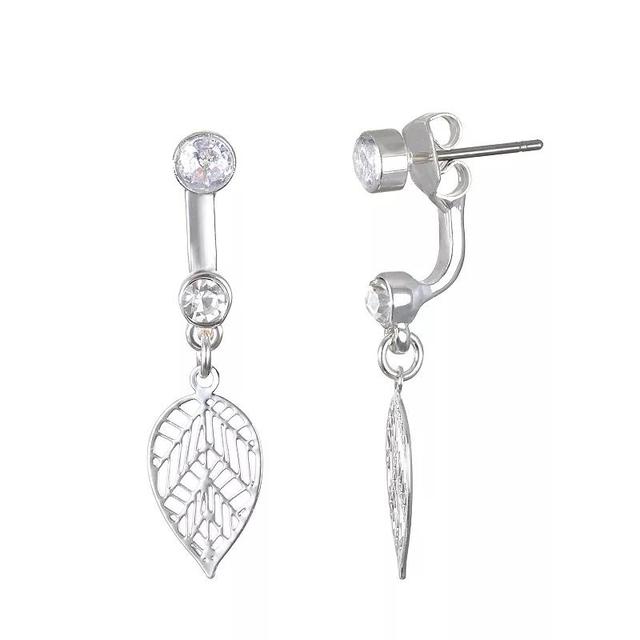 Emberly Silver Tone Back Post Leaf Drop Earrings, Womens, Multicolor Product Image