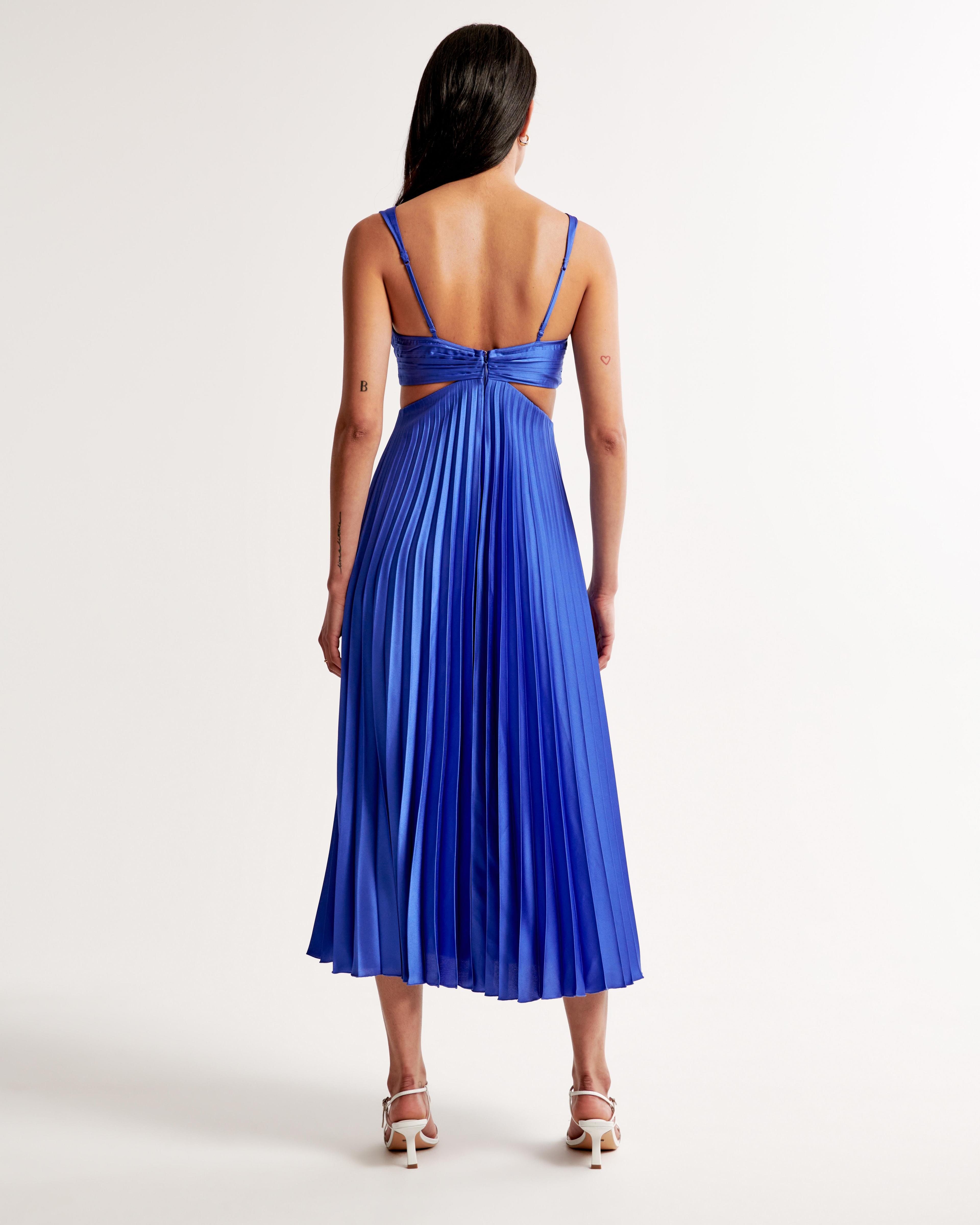 The A&F Giselle Pleated Cutout Maxi Dress Product Image