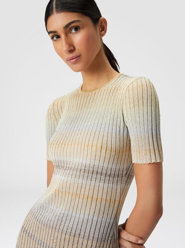 Ribbed crew-neck mini-dress with lurex Multicoloured | Missoni Product Image