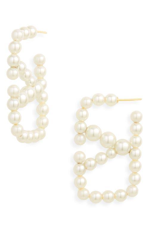 Valentino Garavani VLOGO Imitation Pearl Drop Earrings Product Image