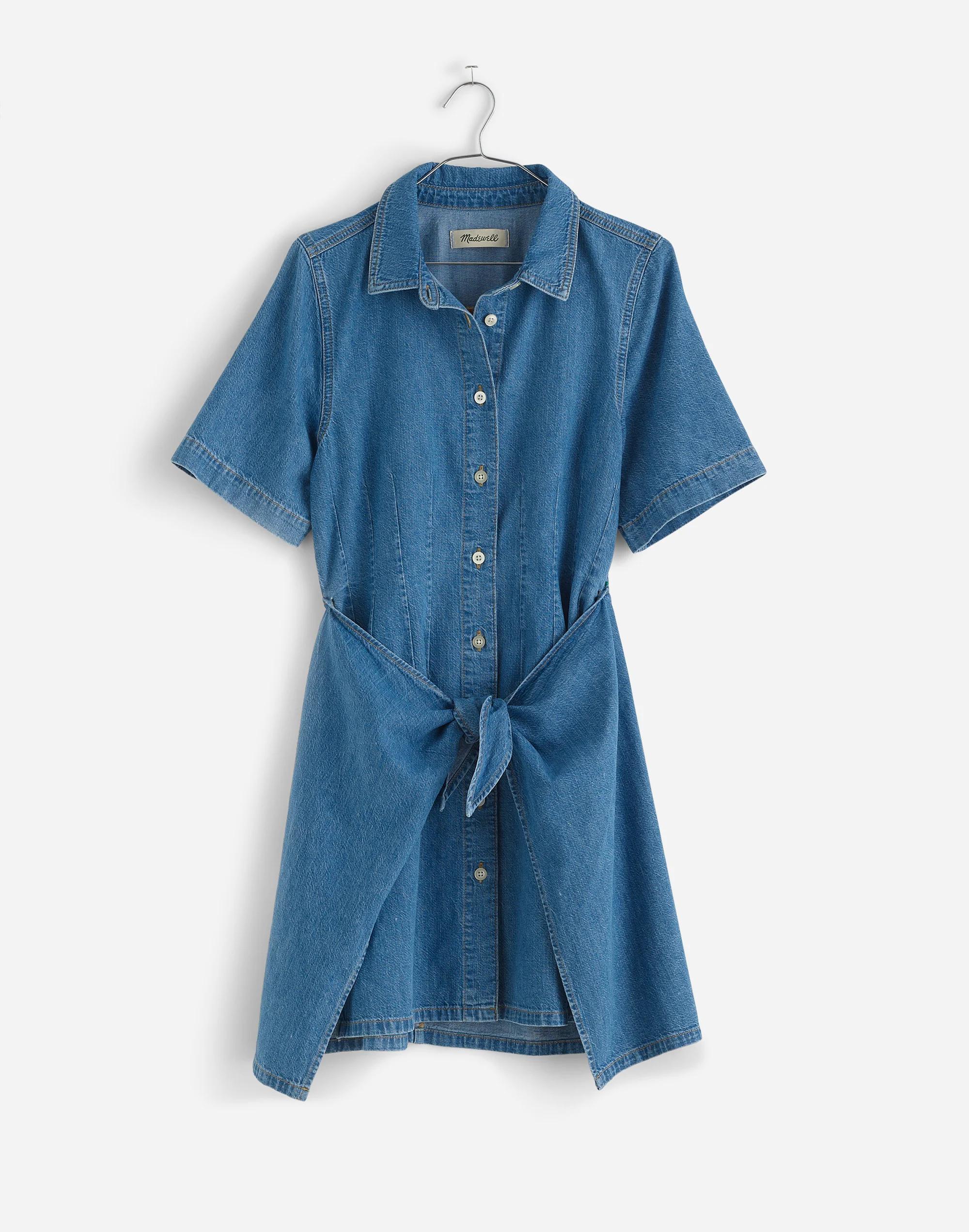 Denim Overlay Mini Shirtdress in Caulk Wash Product Image